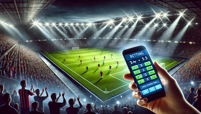 Football match with betting theme