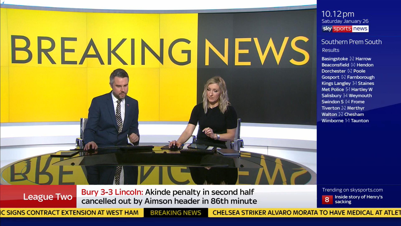 26 January - 22.00.00 - Sky Sports News At Ten. Round up of all 
