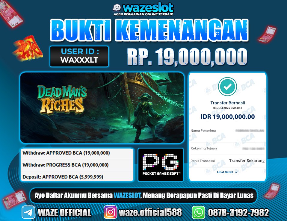 BUKTI KEMENANGAN 03 JULI 2025 DI GAME DEADMAN'S RICHES ( PG SOFT )