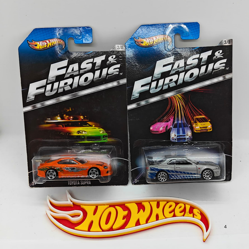 Hot Wheels Fast & Furious TOYOTA SUPRA NISSAN SKYLINE GT-R R34 W