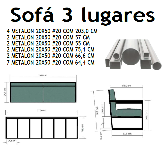 Projeto de móvel industrial com medidas