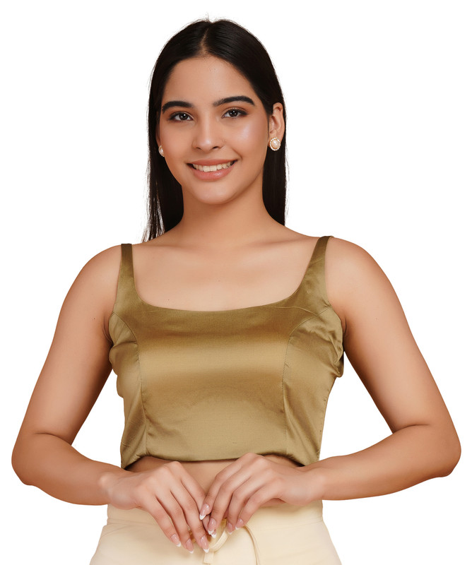Women’s Taffeta Saree Blouse Sleevless Round Neck Readymade Indian Sari Choli