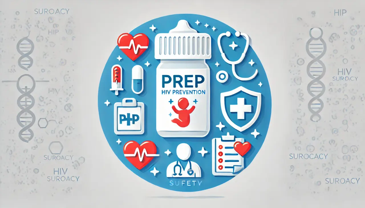 Illustration showing PrEP medication's role in HIV prevention during surrogacy.