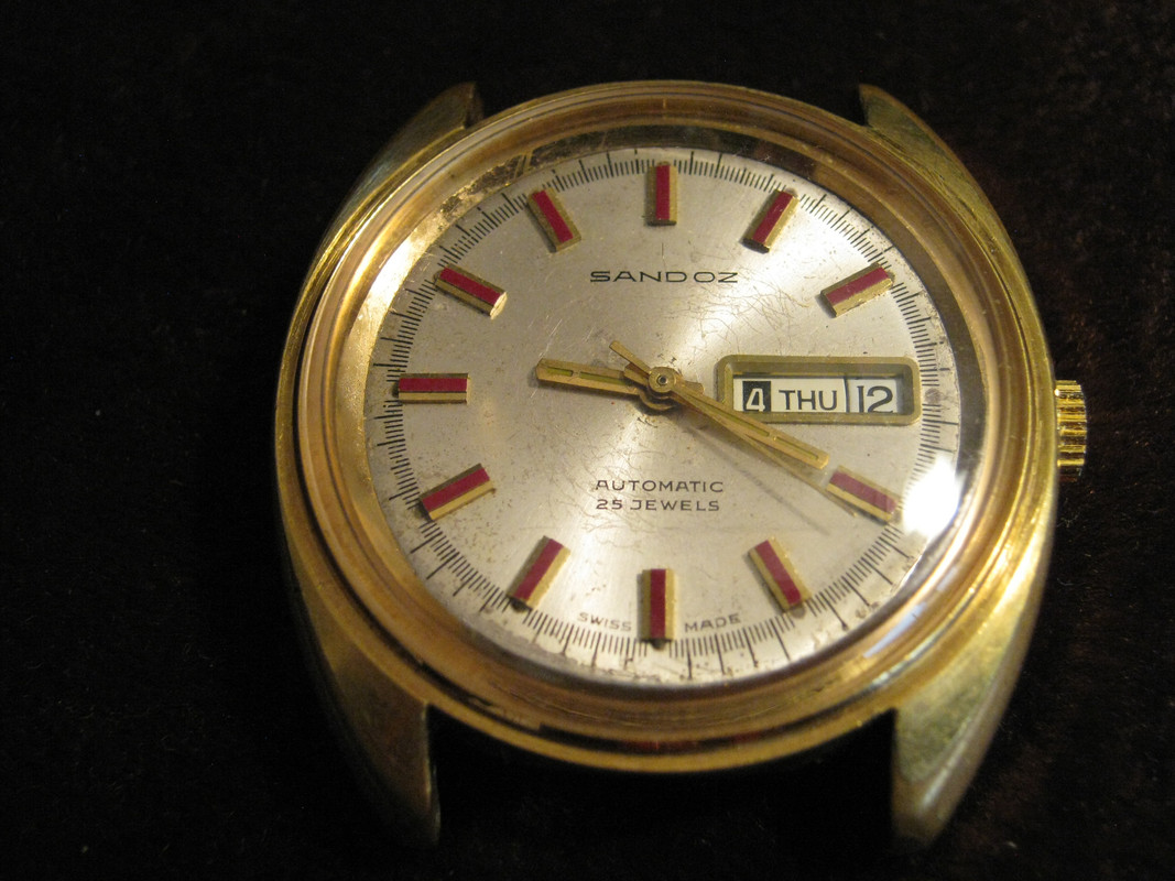 SANDOZ Automatic 25 Jewels Vintage Swiss Wristwatch Gold Plated
