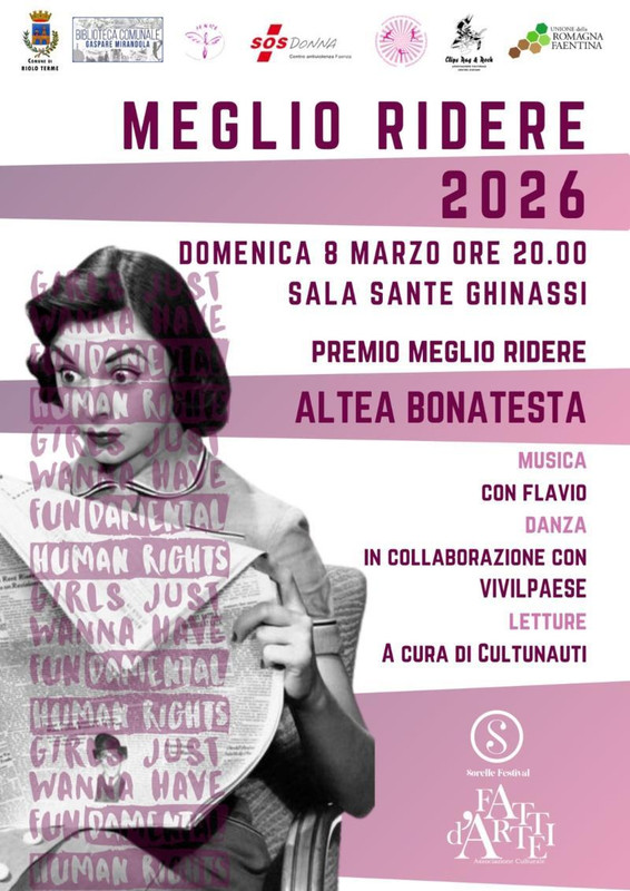 “Meglio ridere 2026”: a Riolo Terme (Ra) la serata dell’8 marzo tra spettacolo e cultura