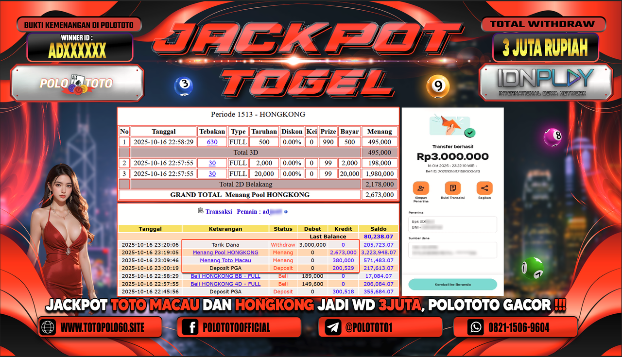 POLOTOTO JACKPOT TOGEL TOTO MACAU & HONGKONG LOTTO Rp.3.000.000,-