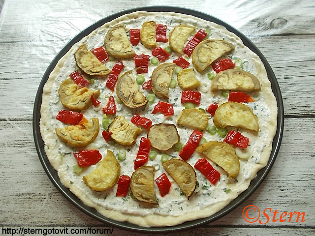 Пицца с соусом ранч и баклажанами «Дрепровская»