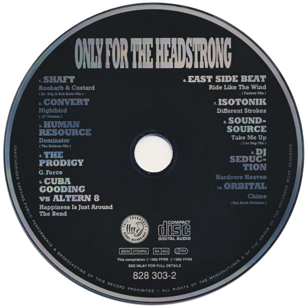 02/04/2023 - Various – Only For The Headstrong (CD, Compilation)(FFRR – 828 303-2)  1992 R-81702-1195135708