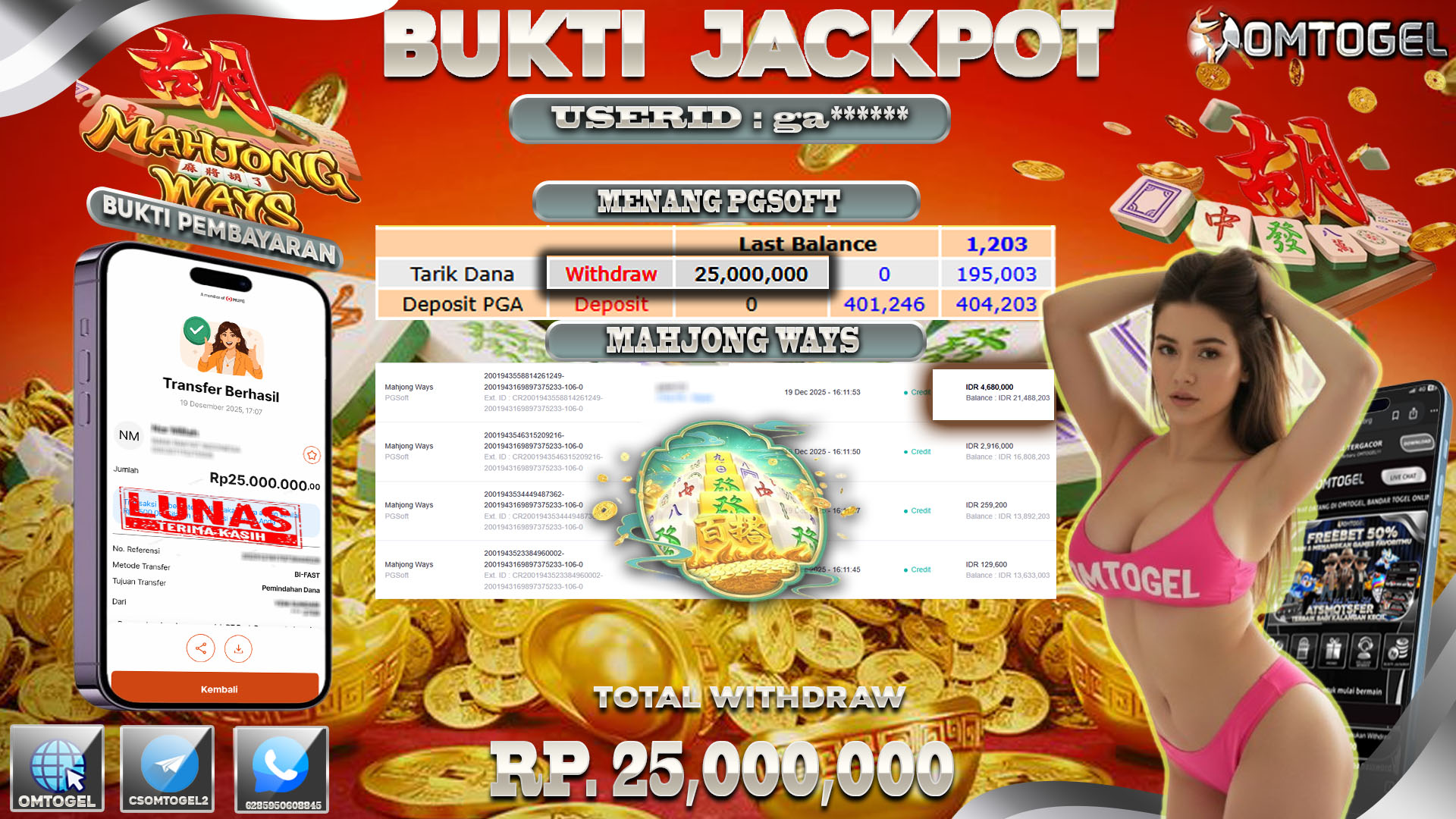 OMTOGEL JACKPOT PGSOFT MAHJONG WAYS ,25 JUTA DI BAYAR LUNAS ,-
