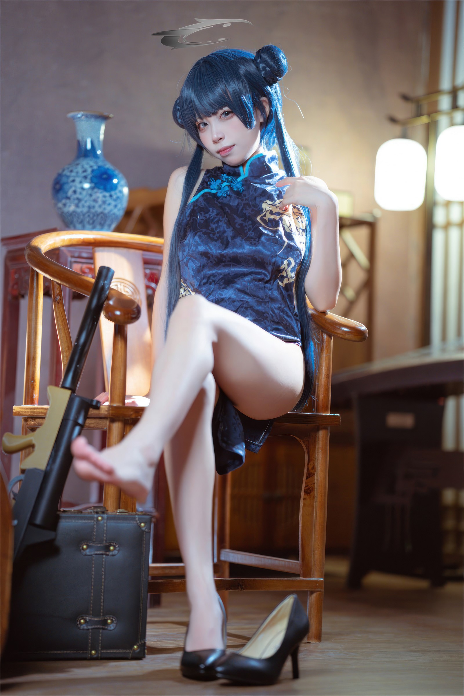 三無人型 COS 二次元：蔚蓝档案龙华妃咲旗袍写真（42P／407M）插图