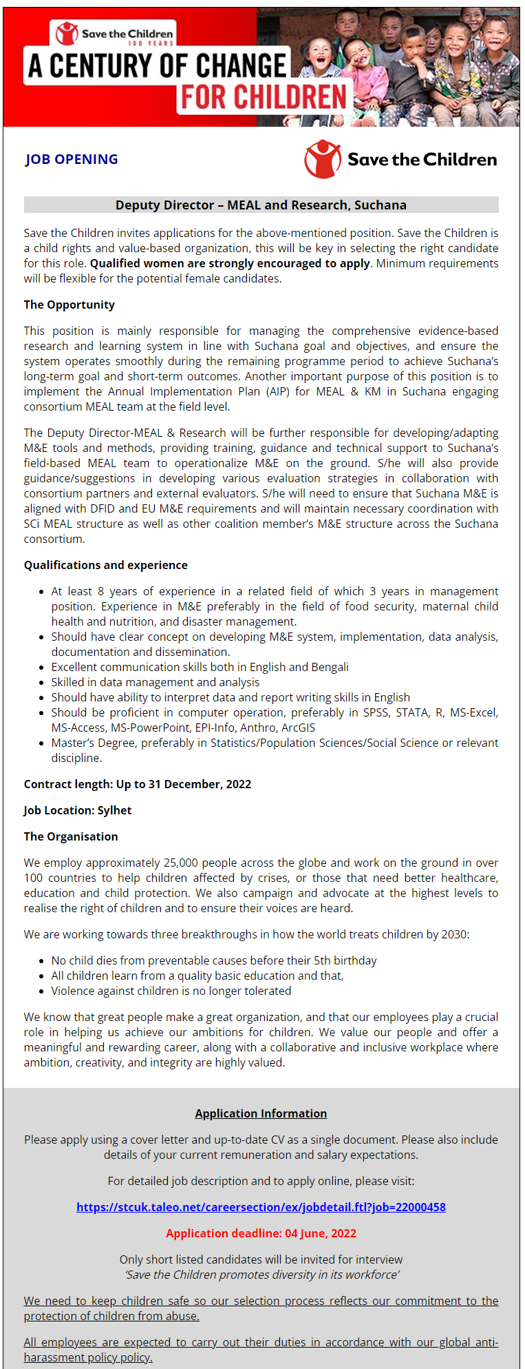 Save the Children Bangladesh Job Circular 1 Save the Children (Bangladesh) Job Circular 2022