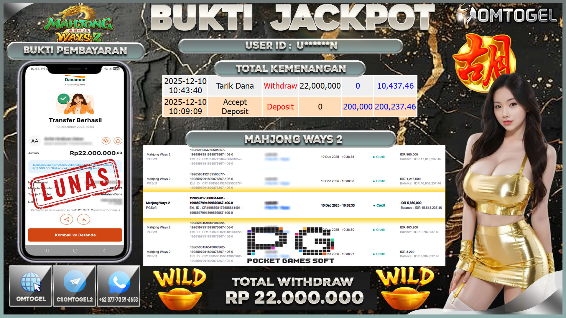 OMTOGEL JACKPOT PGSOFT MAHJONG WAYS2 ,22 JUTA DI BAYAR LUNAS ,-