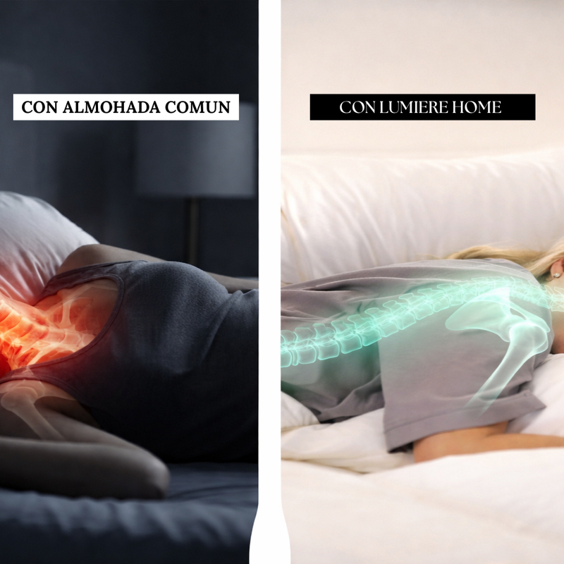 Comparaci&oacute;n almohada com&uacute;n vs Lumiere Home