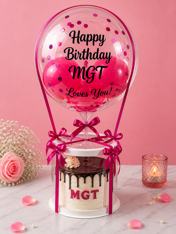 Elegant Birthday Gift With Balloon N Cake  Image
