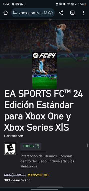 Microsoft Store GPU: Fc 24 digital estandar xbox, si abres fifa 23 te lleva a este enlace y da 30% off 
