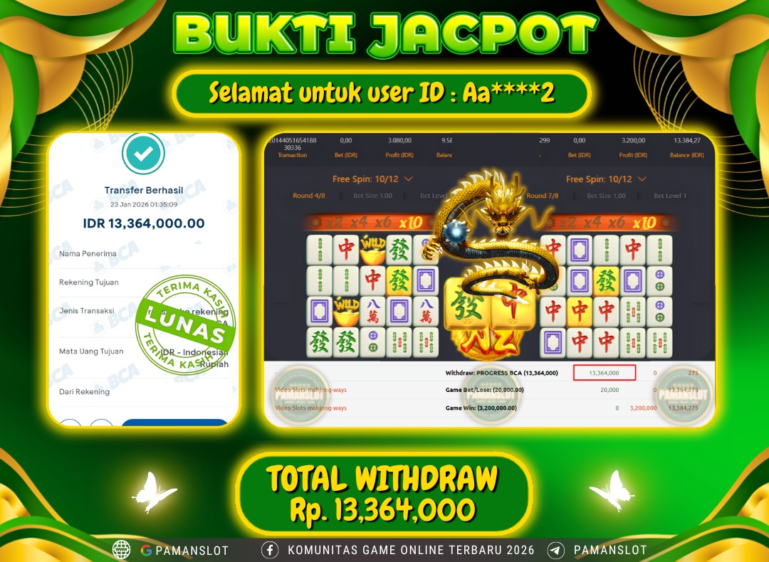 PAMANSLOT JACKPOT Game PG - Mahjong Ways! Rp.13,364,000- LUNAS