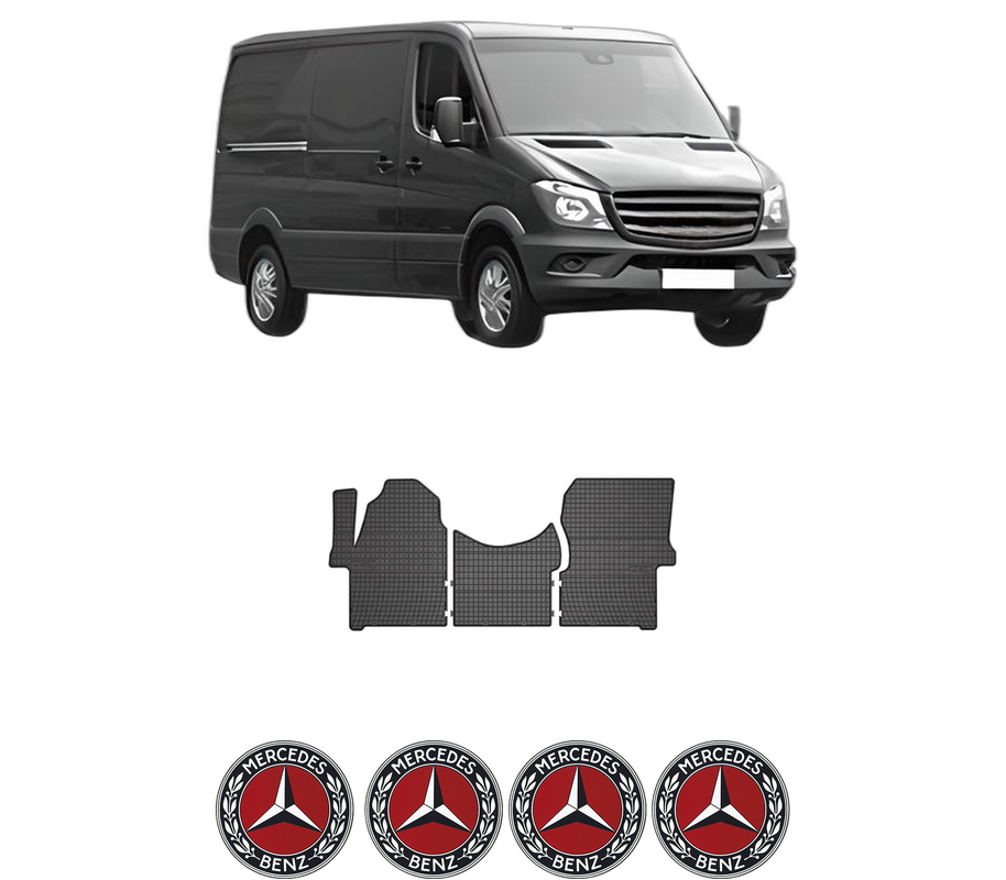 Set covorase presuri MERCEDES-BENZ SPRINTER 4,6-t Van (B906) din 2006-2018, auto, din cauciuc thermoplastic, 4 Stickere auto cu MERCEDES-BENZ
