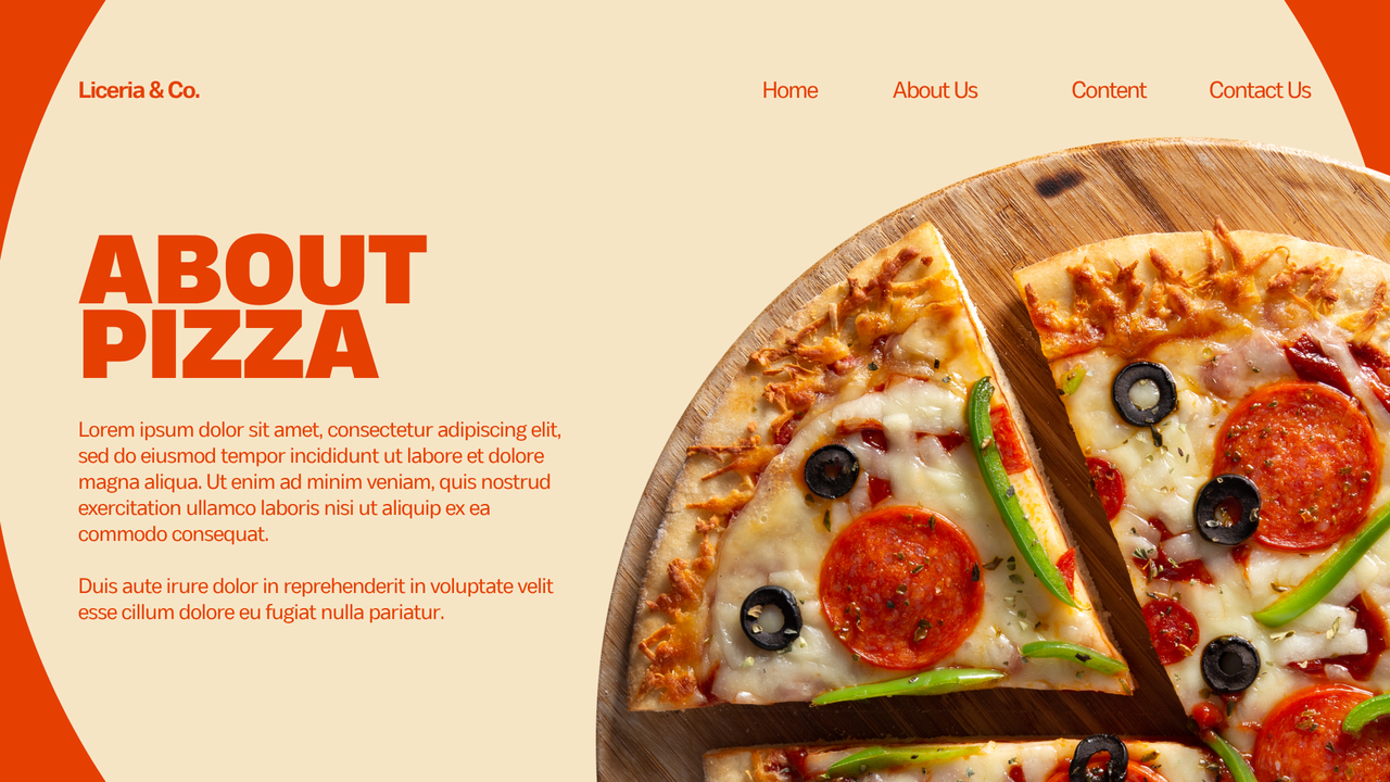 Orange and Cream Playful Pizza Presentation