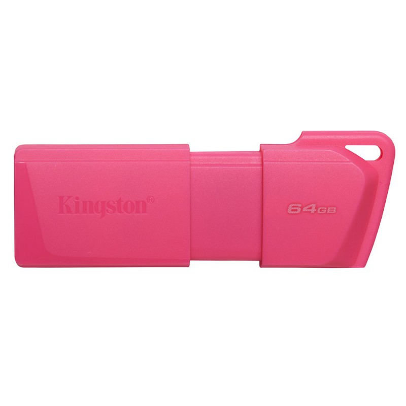 Memoria USB Kingston de 64GB en un cálido color rosa neón.