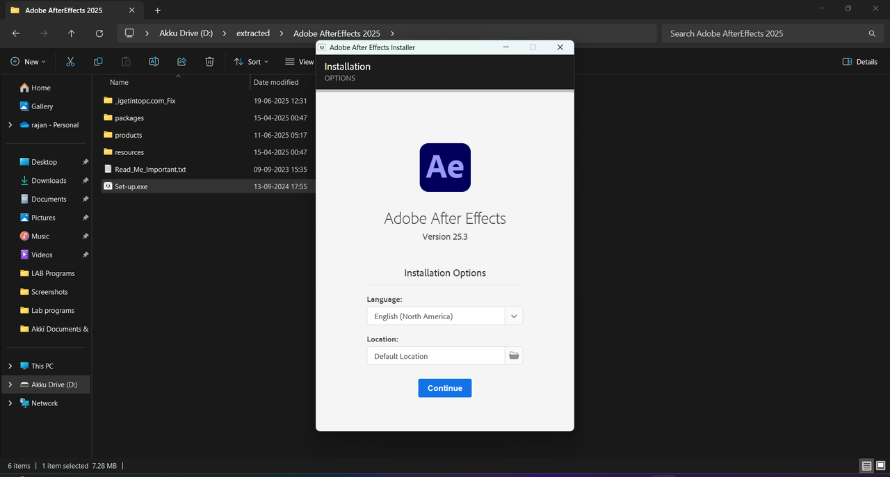 Installation wizard screenshot