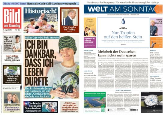 Cover: Bild und Welt am Sonntag No 34 vom 21  August 2022