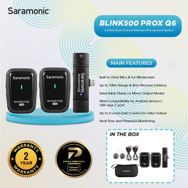 jual Saramonic Blink 500 ProX Q6 mic wireless type c harga spesifikasi