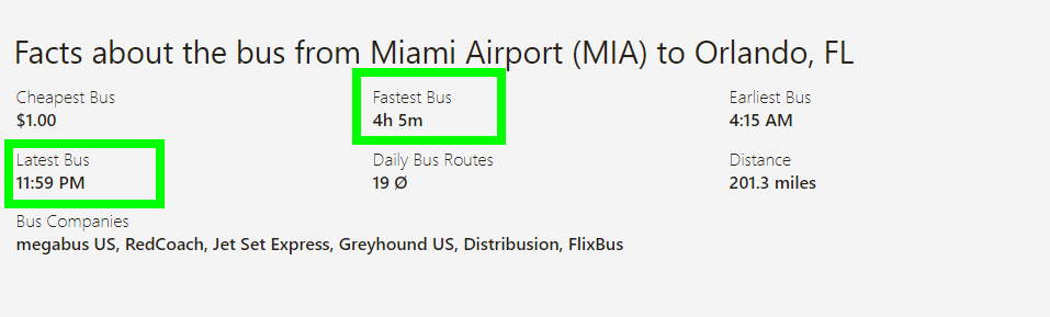 ✈ Bus from Miami Airport (MIA) to Orlando, FL (1)