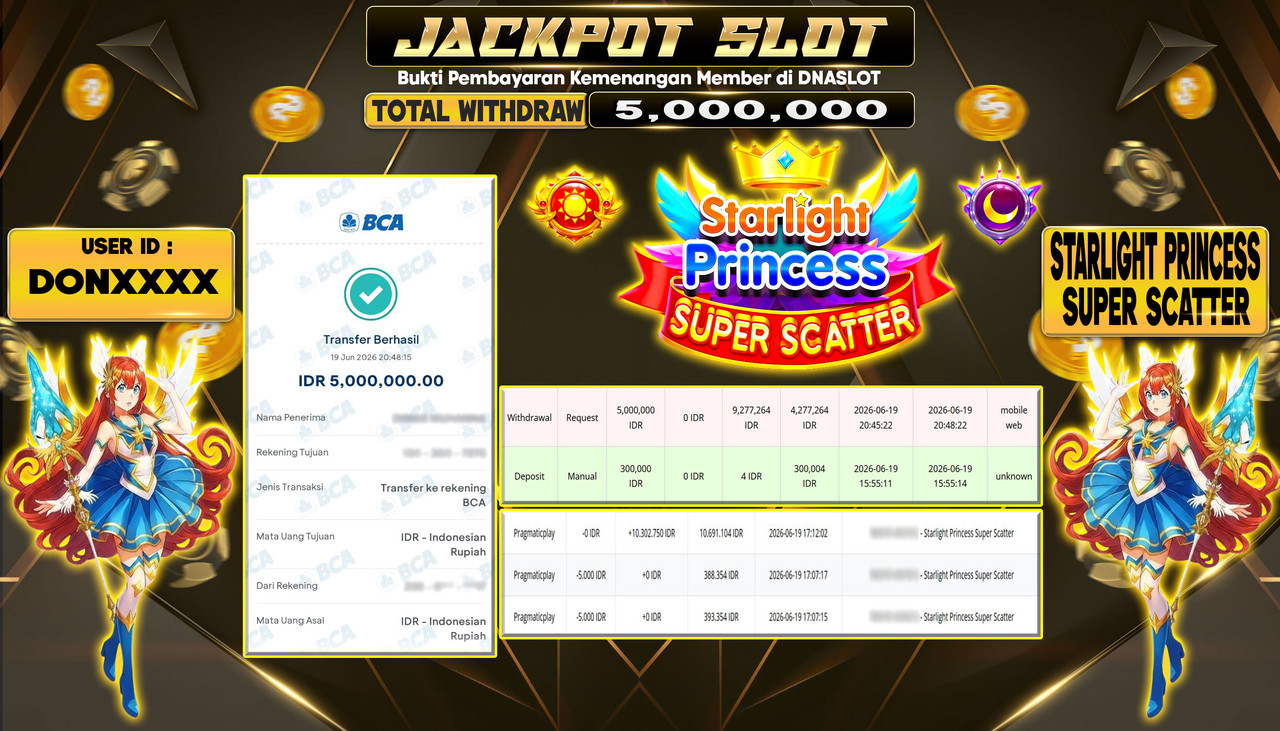 JACKPOT SLOT STARLIGHT PRINCESS SUPER SCATTER 19 JUNE 2026