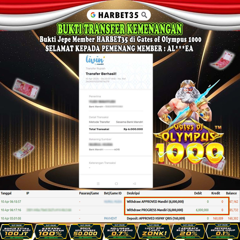 HARBET35 JEPE! Gates of Olympus 1000 Rp 6.000.000,- LUNAS!