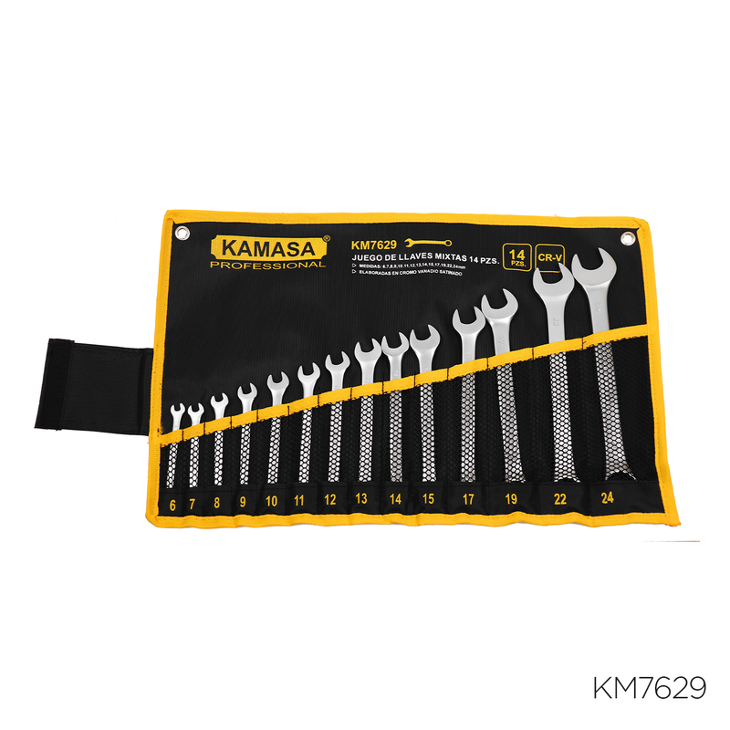 JUEGO LLAVE MIXTA 14 PCS 6-24MM CR-V KAMASA