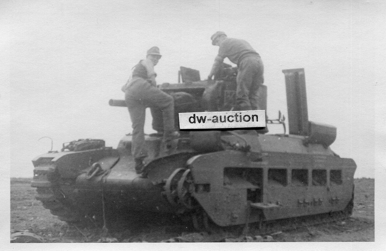 zerstörter englischer Panzer durch Gebirgsjäger