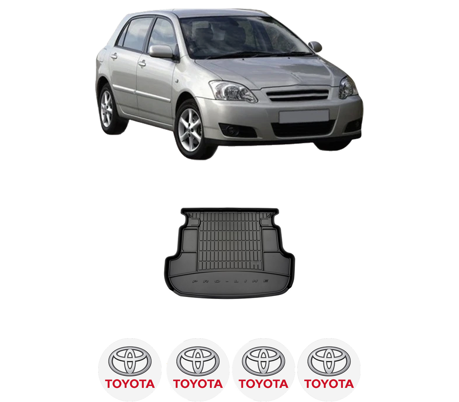 Tavita Portbagaj TOYOTA COROLLA | E12 din 2002-2007, Protectie Portbagaj Auto, 4x Stickere auto cu TOYOTA