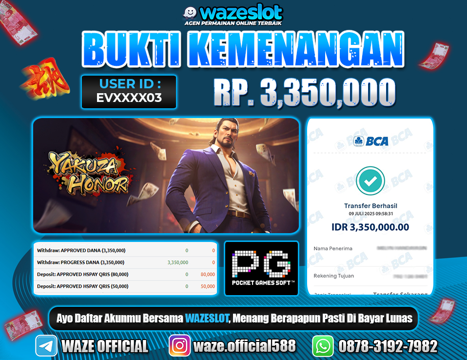 BUKTI KEMENANGAN 09 JULI 2025 DI GAME YAKUZA HONOR