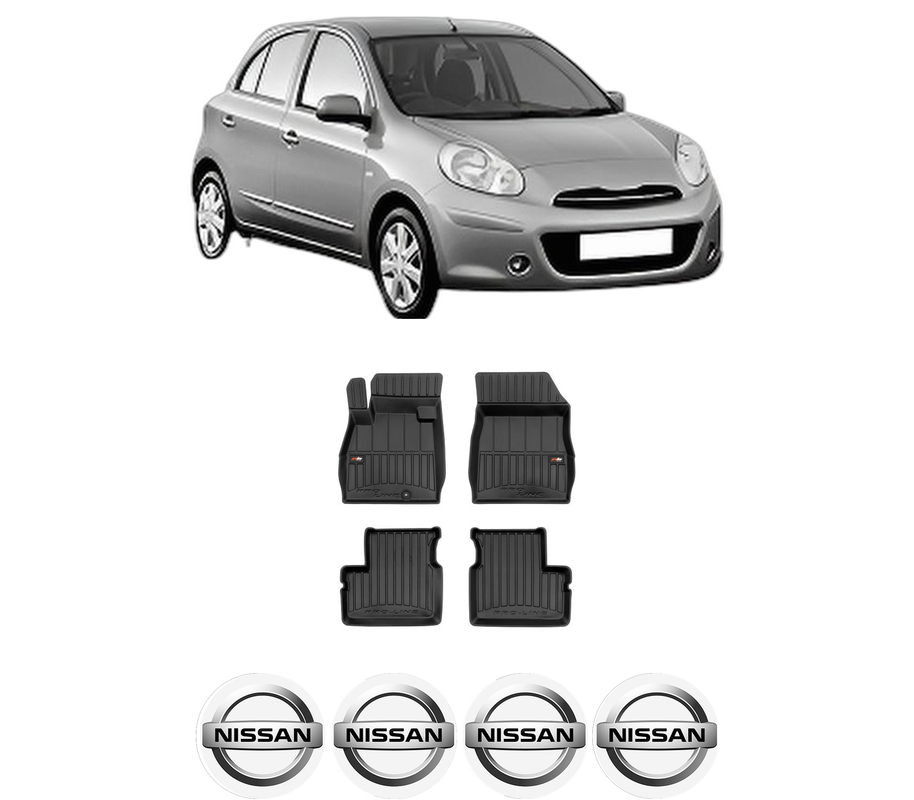 Set covorase presuri NISSAN MICRA IV (K13K, K13KK) din 2010-2015, auto, din cauciuc thermoplastic, 4 Stickere auto cu NISSAN