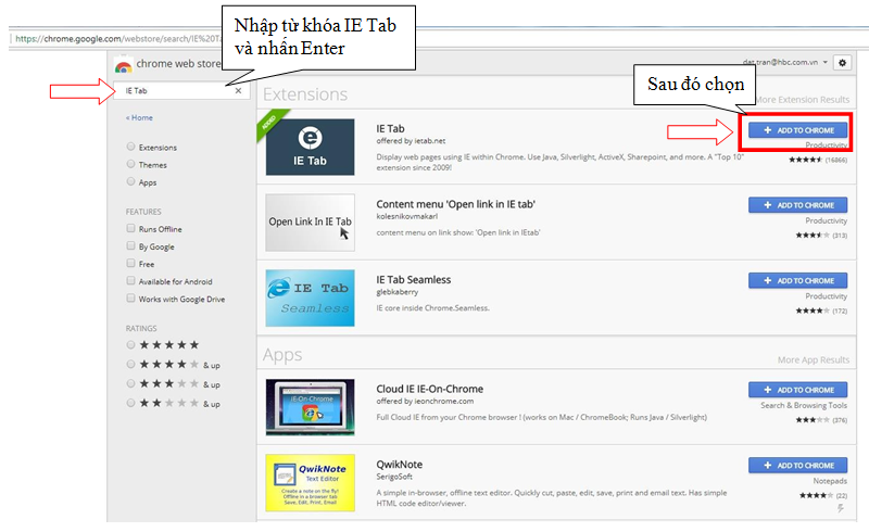 Hướng dẫn cài đặt IE tab trên google chrome Hướng dẫn cài đặt IE tab trên google chrome