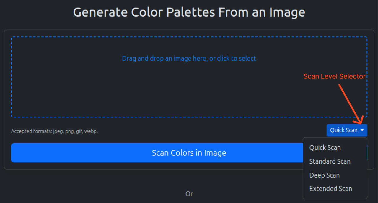 Uploading images on Clariss color palette generator