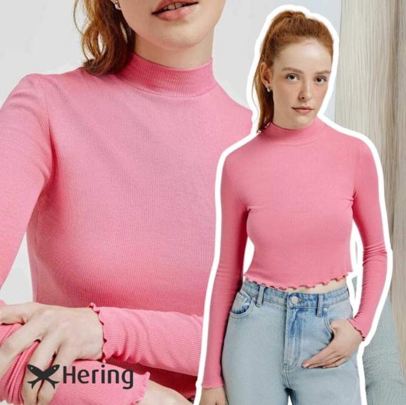Blusa Feminina Manga Longa Cropped Canelada Hering