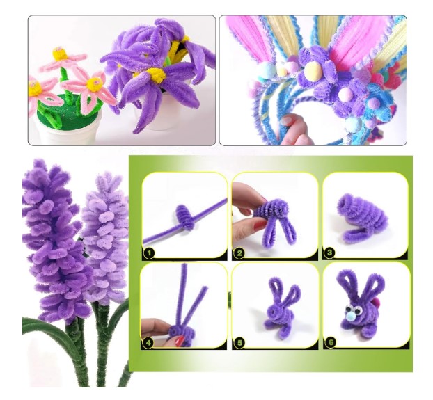 LimpiaPipas Gamuzados lila o violeta para flores Decoración de muñecos y