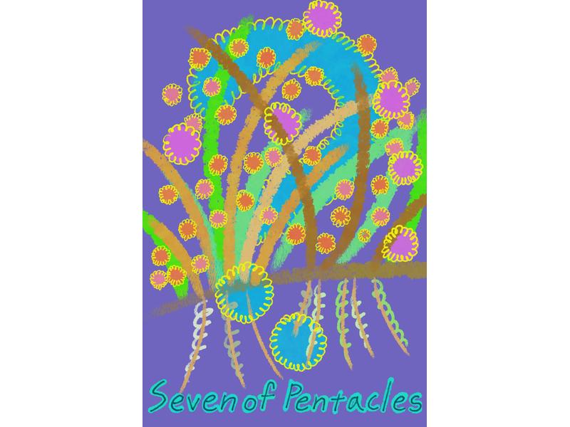 Seven of Pentacles 타로카드 손그림 썸네일