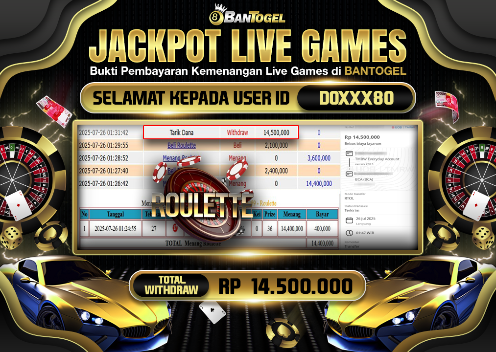 BUKTI JACKPOT LUNAS BANTOGEL