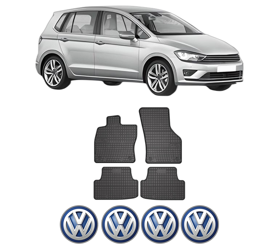 Set covorase presuri Volkswagen GOLF SPORTSVAN VII (AM1, AN1) din 2014-2020, auto, din cauciuc thermoplastic, 4 Stickere auto cu Volkswagen