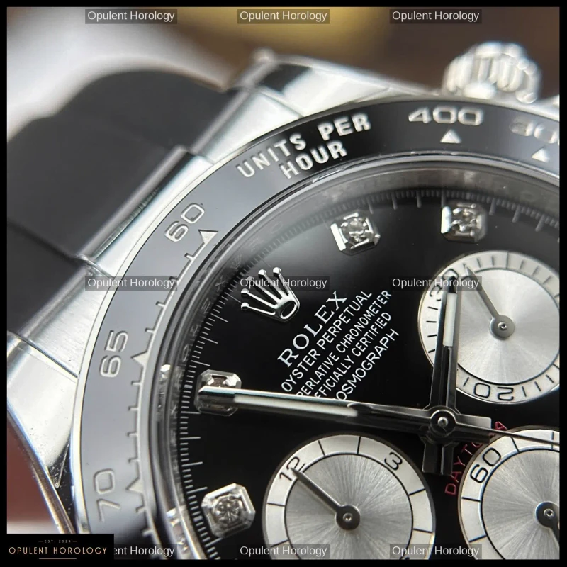 Rolex Daytona 126519LN Black Dial Diamond Indexes Oysterflex