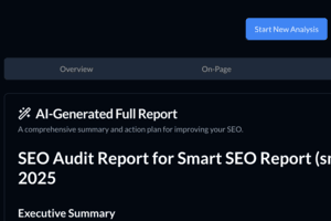 Screenshot of a comprehensive SEO report with charts and scores.