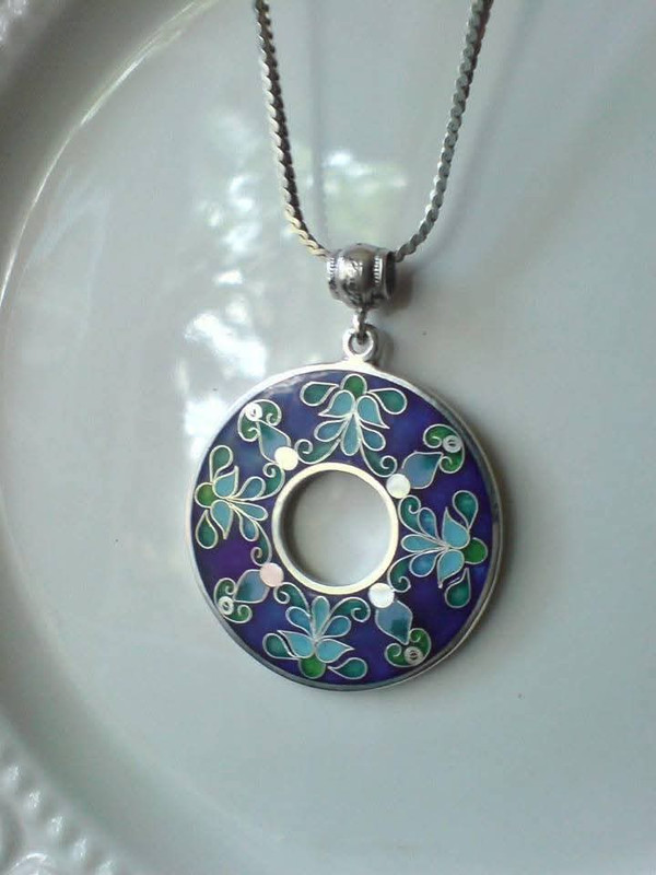 Cloisonné Enamel Pendant Eternal Circle - handmade cloisonne enamel