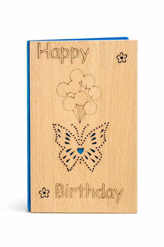Wooden Happy Birthday Greeting Card Diary