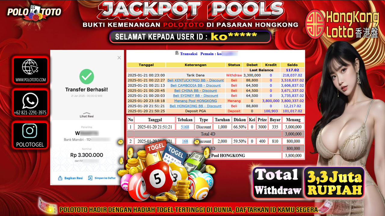 POLOTOTO JACKPOT TOGEL PASARAN HONGKONG Rp.3,300.000,-