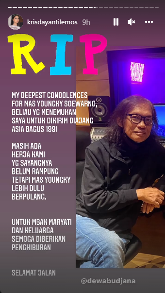Unggahan ungkapan duka Krisdayanti atas meninggalnya Younky Soewarno