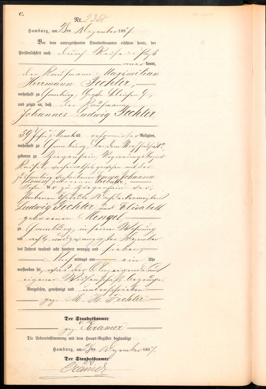 Ludwig Fechter Death Certificate