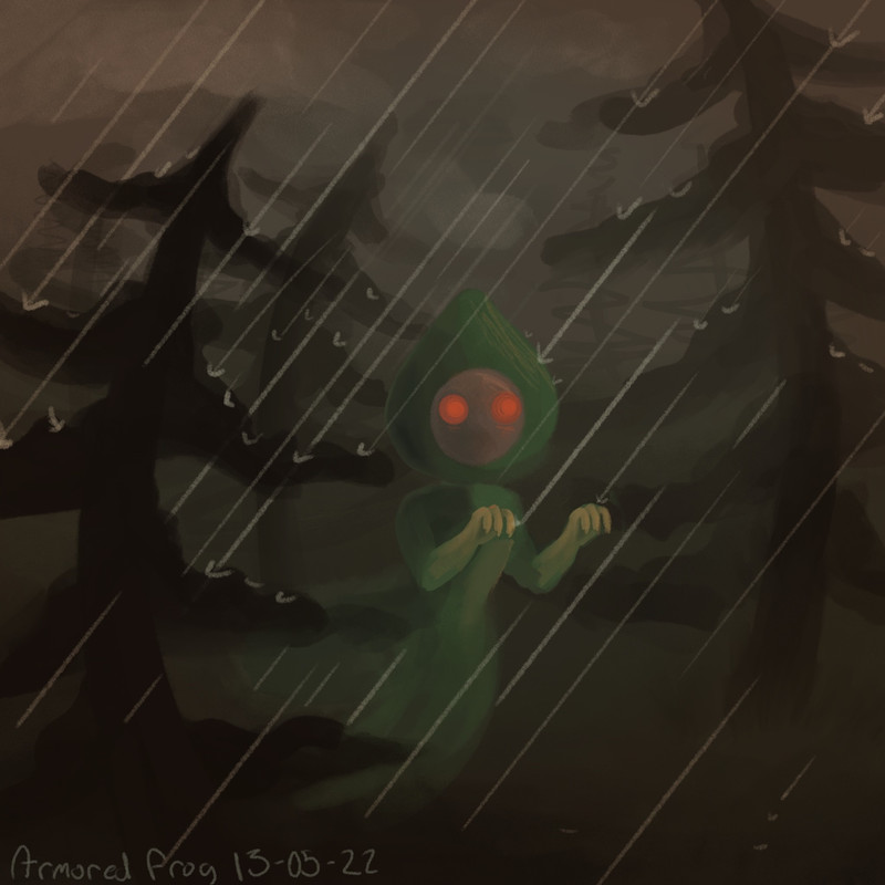 This is a digital painting of the Flatwoods monster i made :)) i tried to make it look like an old photograph