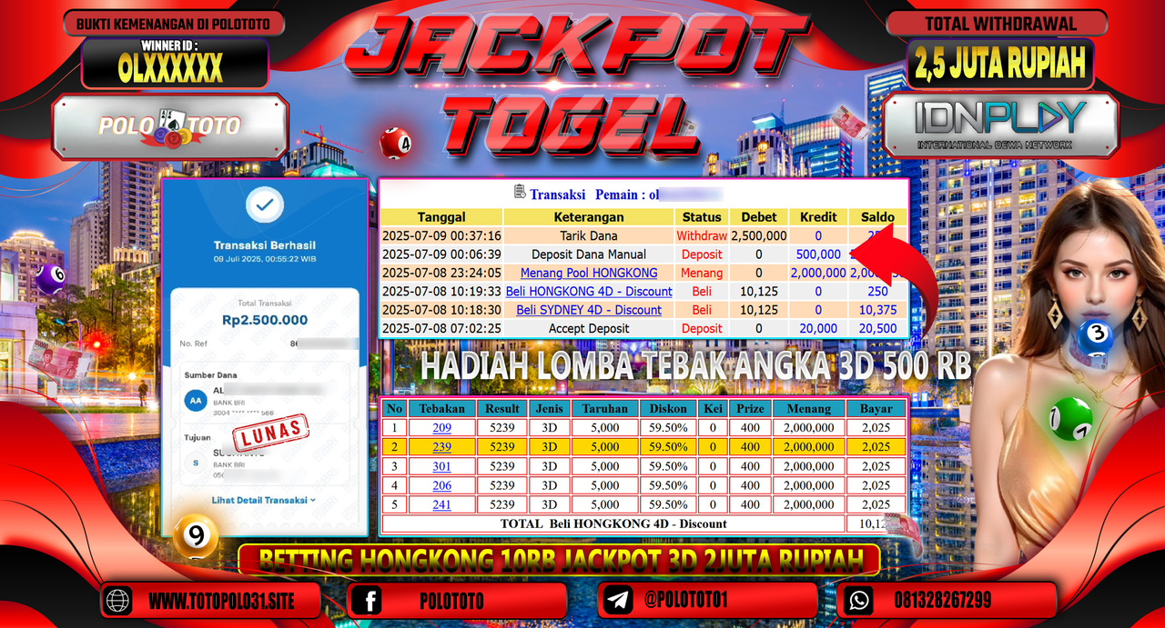 POLOTOTO JACKPOT TOGEL HONGKONG LOTTO Rp.2.500.000,-